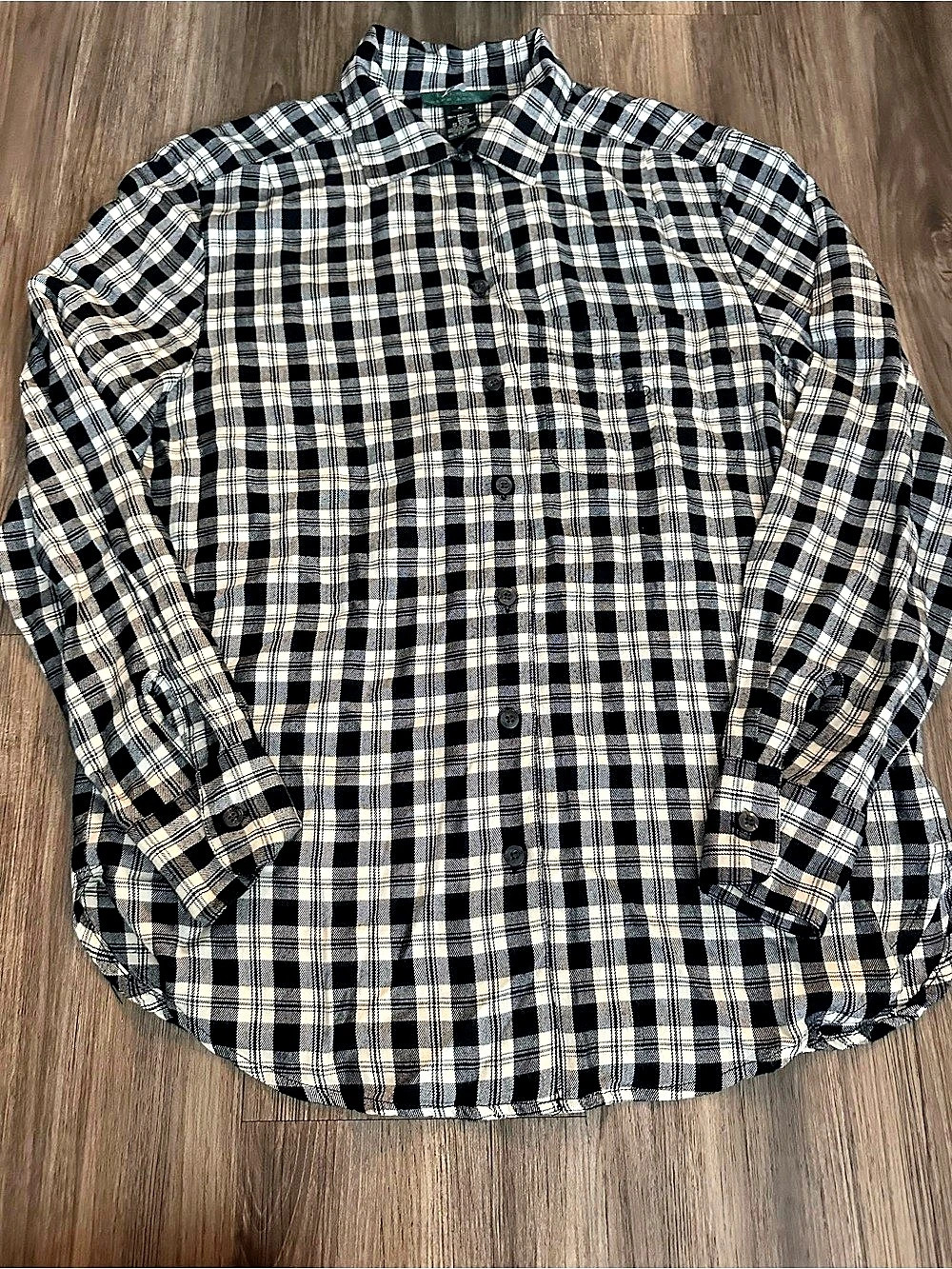 Lauren Ralph Lauren Plaid Button Down in Black & White Size 4